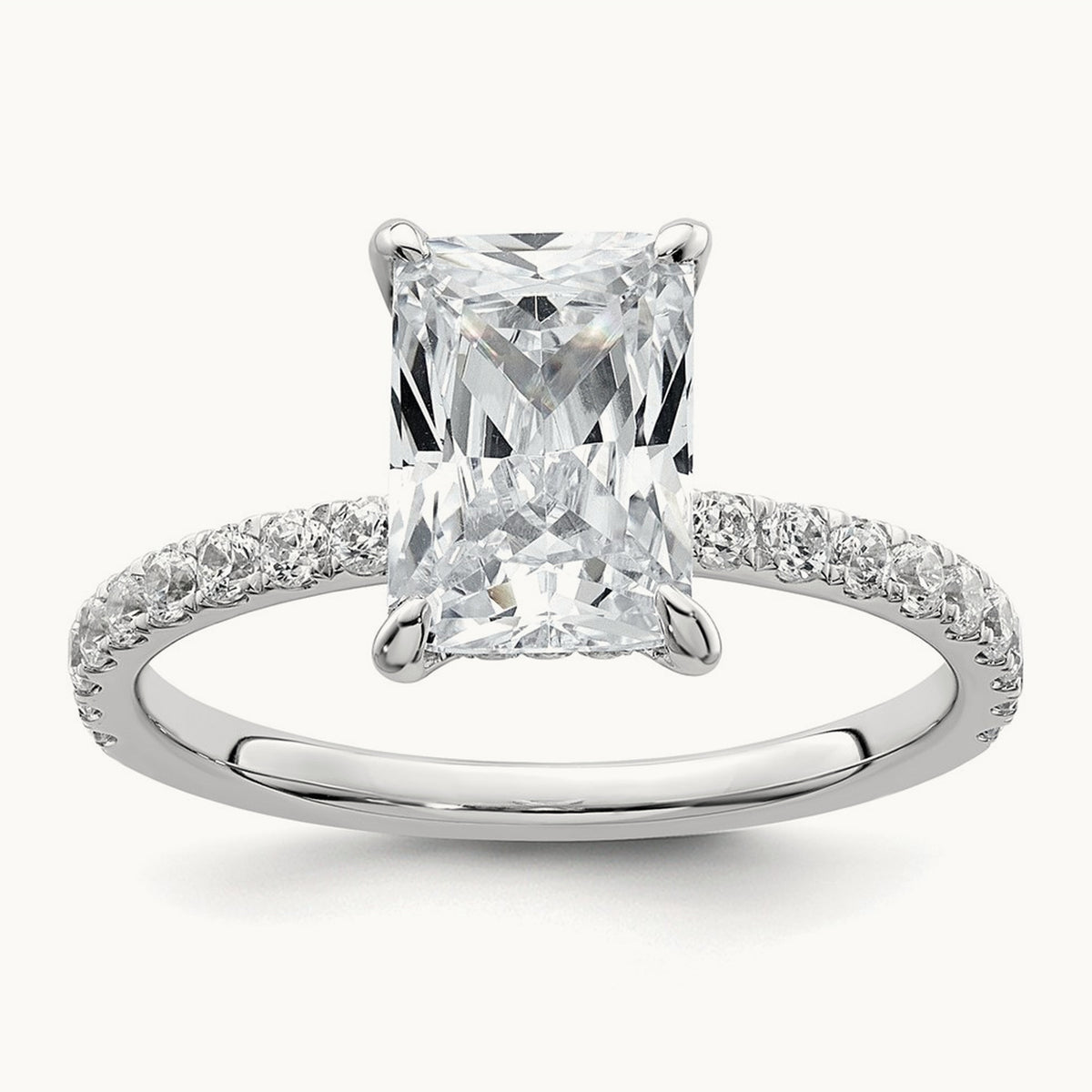 Solitaire with Flair Engagement Ring, 1.25-2.25 ct tw Lab-Grown Diamond — 2 3/8 ct, 14K White Gold
