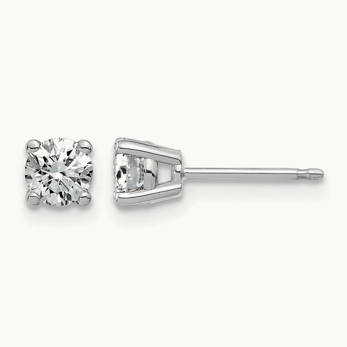 Round Angled Stud Earrings, 0.50-4.00 ct tw Lab-Grown Diamond — 5/8 ct, 14K White Gold