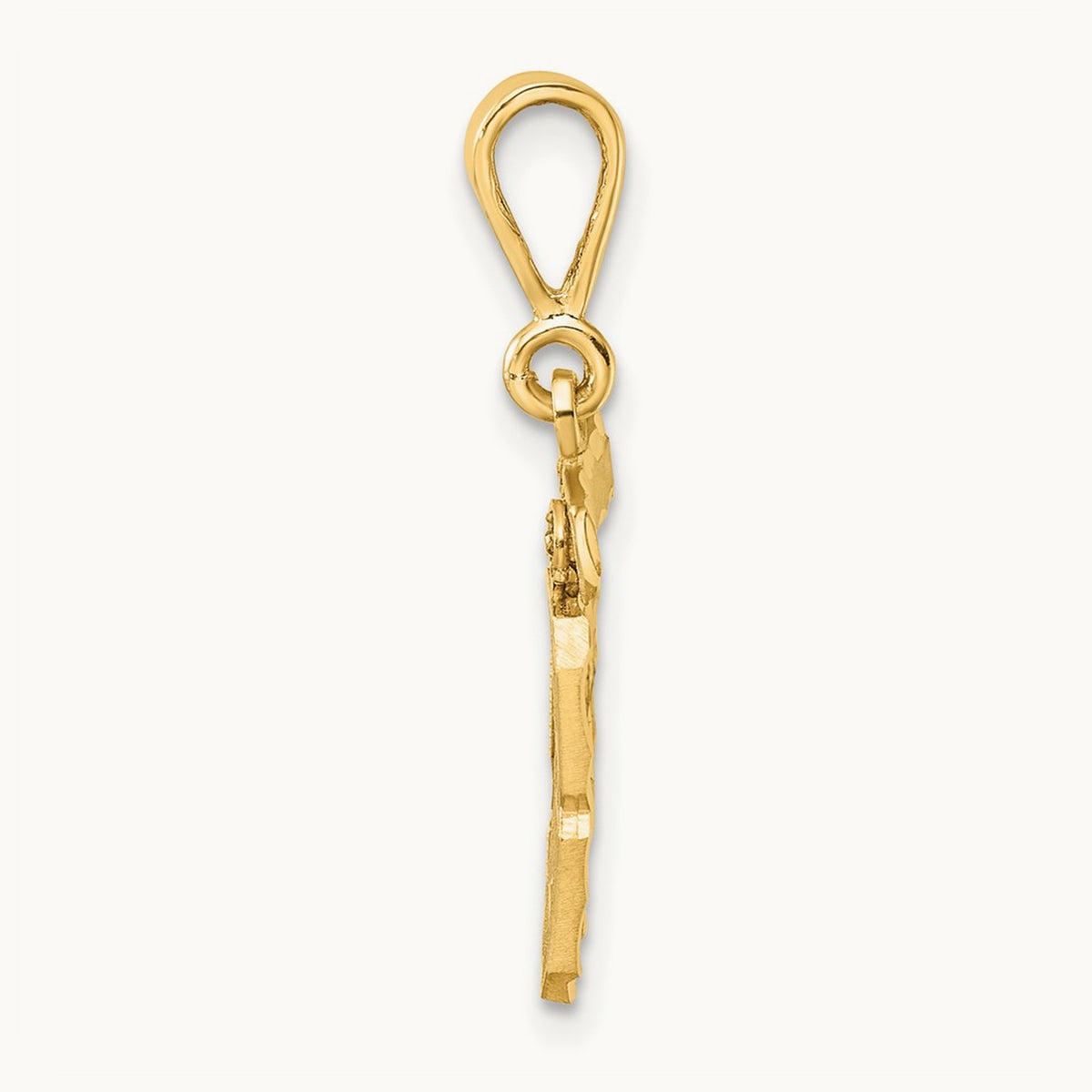 Small Brushed Diamond-cut Number 89 Charm, 14K