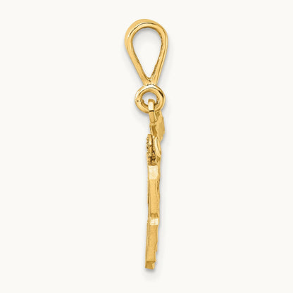 Small Brushed Diamond-cut Number 89 Charm, 14K