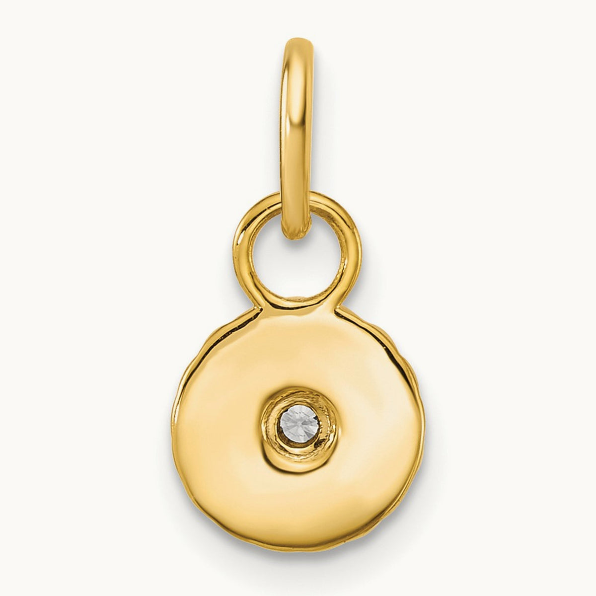 Polished and Grooved Diamond Circle Charm, 14K