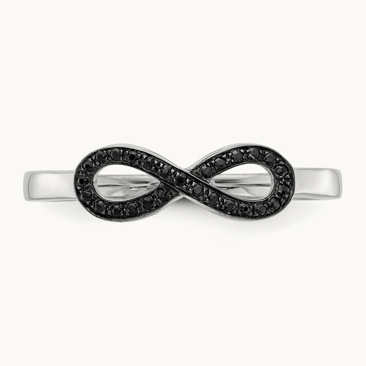 Black Diamond Infinity Ring, 14K White Gold