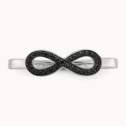 Black Diamond Infinity Ring, 14K White Gold