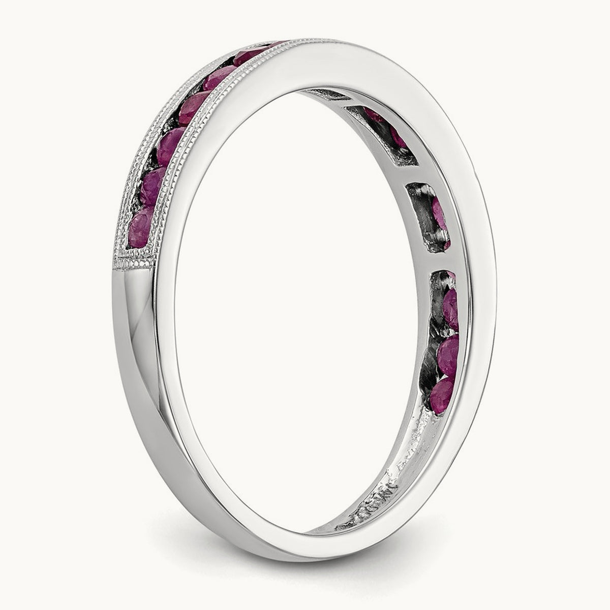 Ruby Band, 3 wide — 14K White Gold