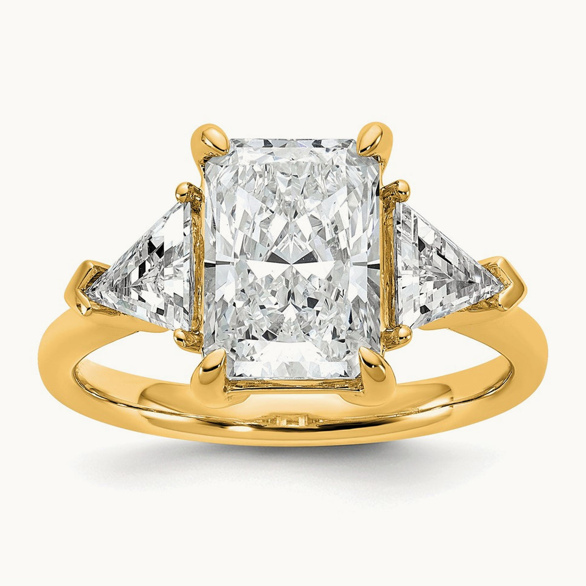 Radiant & Triangle Engagement Ring, 1.25-3.50 ct tw Lab-Grown Diamond — 3 5/8 ct, 14K Yellow Gold