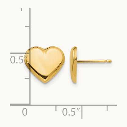 Heart Post Earrings, 14K