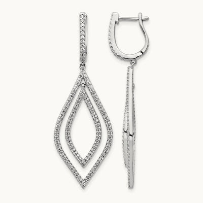 Diamond Teardrop Hinged Dangle Earrings, 14K White Gold