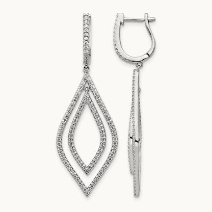 Diamond Teardrop Hinged Dangle Earrings, 14K White Gold