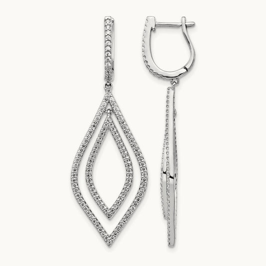 Diamond Teardrop Hinged Dangle Earrings, 14K White Gold