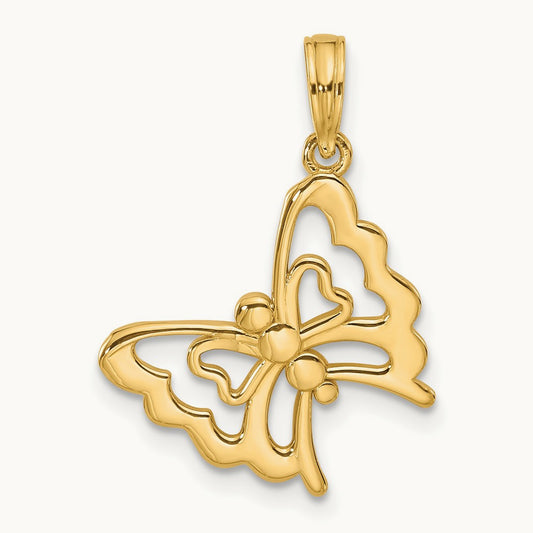Polished Fancy Butterfly Charm, 14K