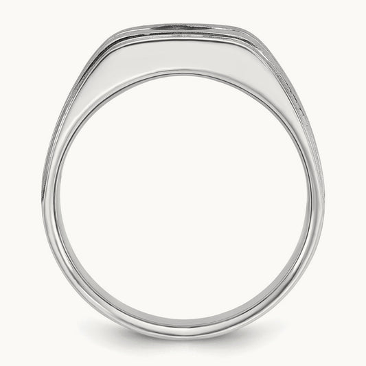IBGoodman Men's w/Black Rhodium Satin Diamond Complete Ring, 14K White Gold