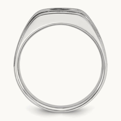 With Blk RH Men's Ring, 0.20 ct tw Lab-Grown Diamond