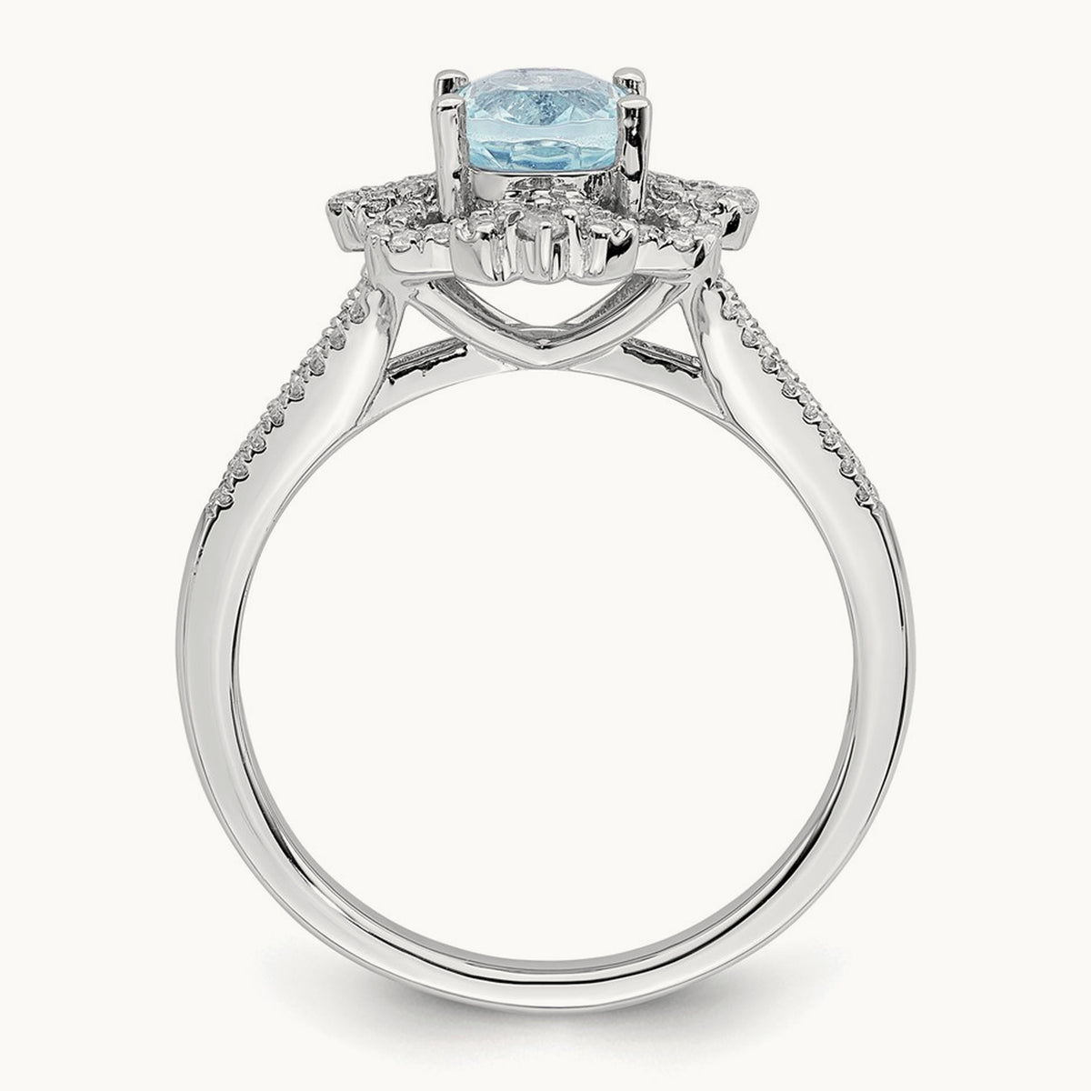 Aquamarine Vintage Halo Engagement Ring, 0.25 ct tw