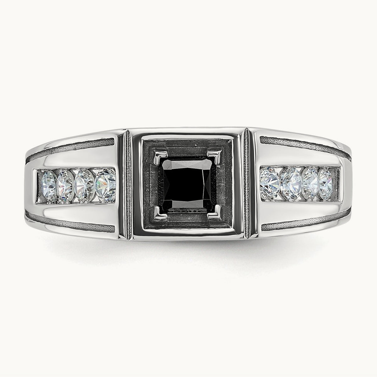 w/Blk RH IBGoodman Black/White Diamond Complete Ring, 14K White Gold