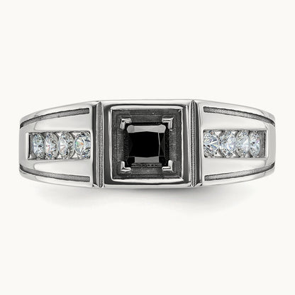 w/Blk RH IBGoodman Black/White Diamond Complete Ring, 14K White Gold