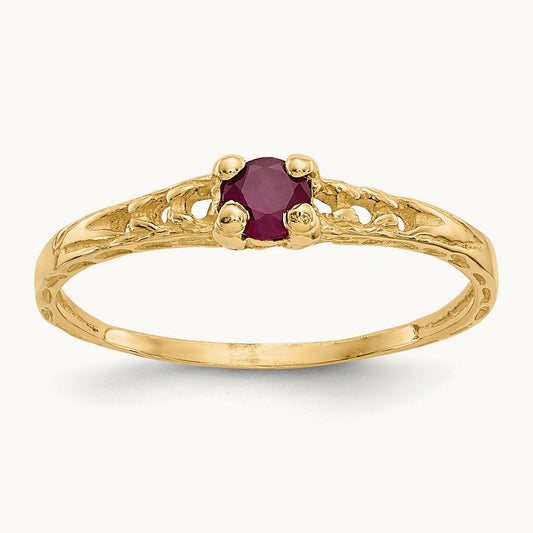 Madi K Ruby Birthstone Baby Ring, 3mm, 14K