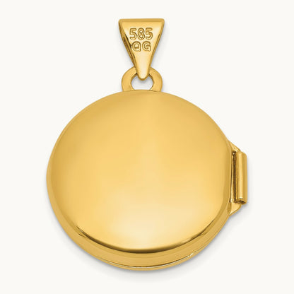 & Rhodium Polished Tree Of Life Round Locket, 16mm, 14K