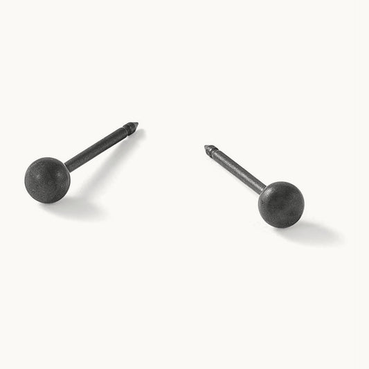 Inverness Stainless Steel Oxidized Ball Earrings, 3mm