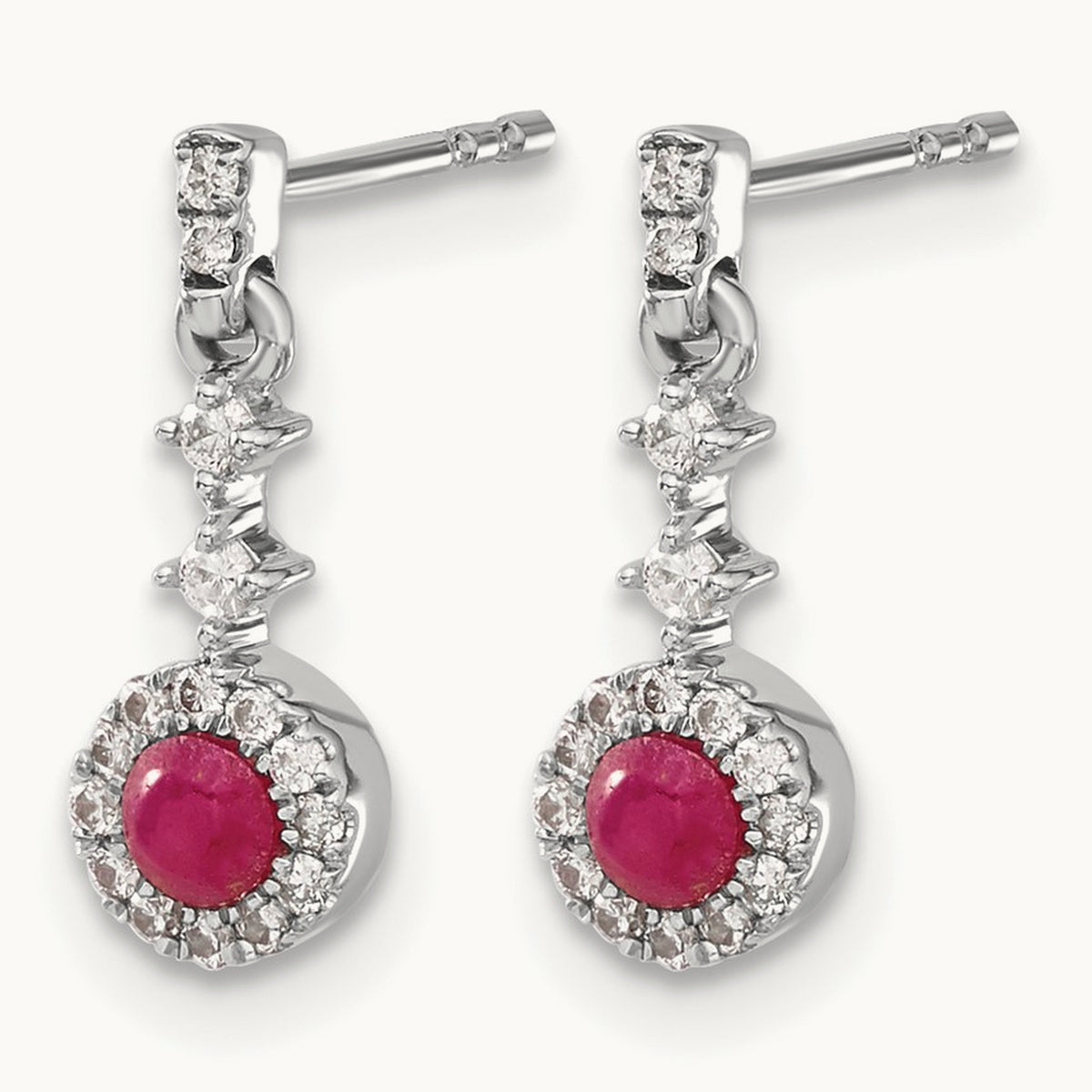 Created Ruby Dangle Post Earrings, 0.15 ct tw Lab-Grown Diamond