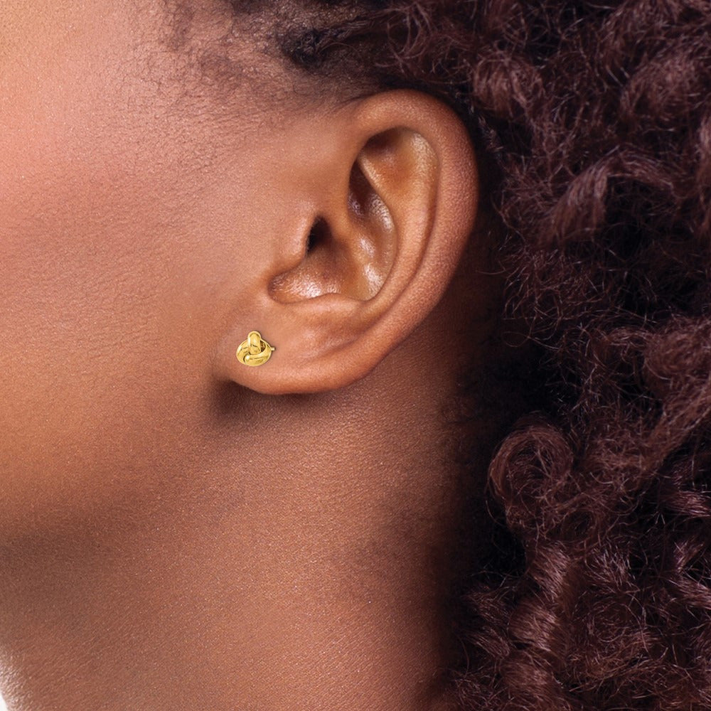 Polished Love Knot Post Earrings — 14K Yellow Gold