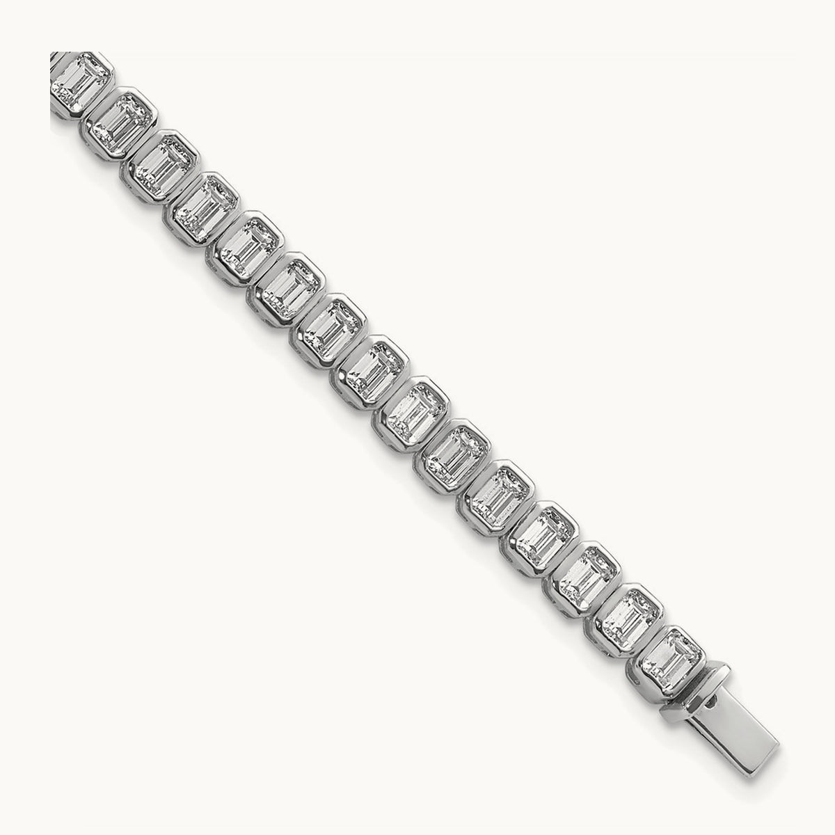 Emerald Bezel Tennis Bracelet, 6.50 ct tw Lab-Grown Diamond — 14K White Gold