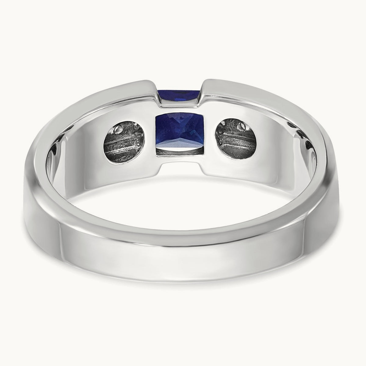 IBGoodman Men's Polished Lab Created Sapphire & Diamond Ring, 14K White Gold