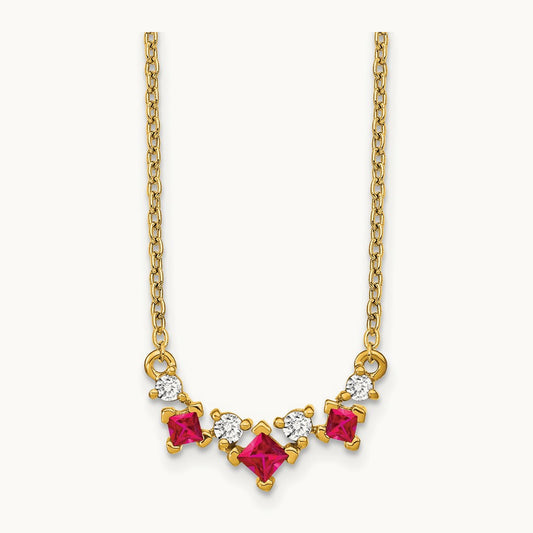 Ruby and Diamond 18 inch Necklace, 14K