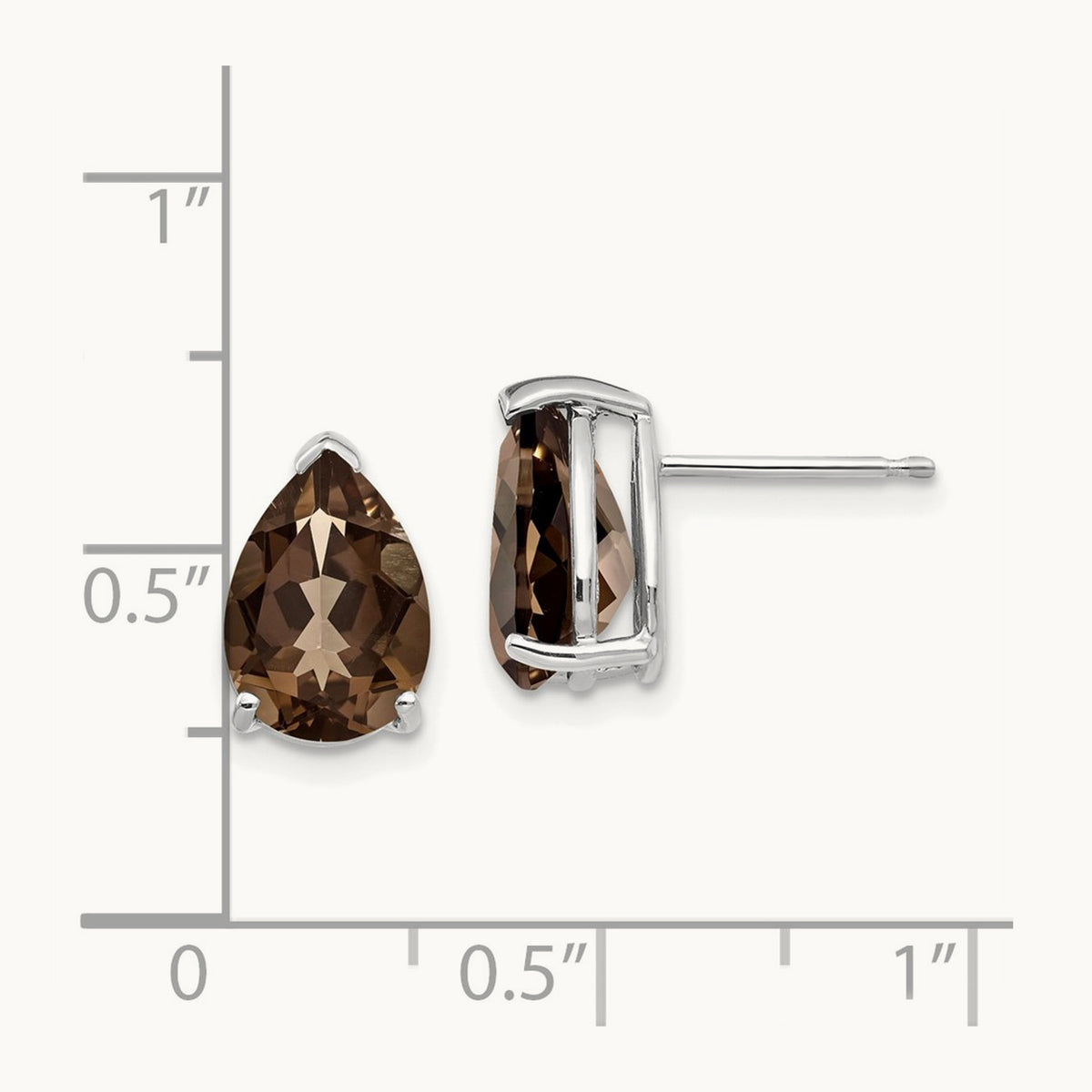 10x7 Pear Smoky Quartz Earrings — 14K White Gold