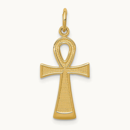 Ankh Cross Charm — 14K Yellow Gold, 26mm