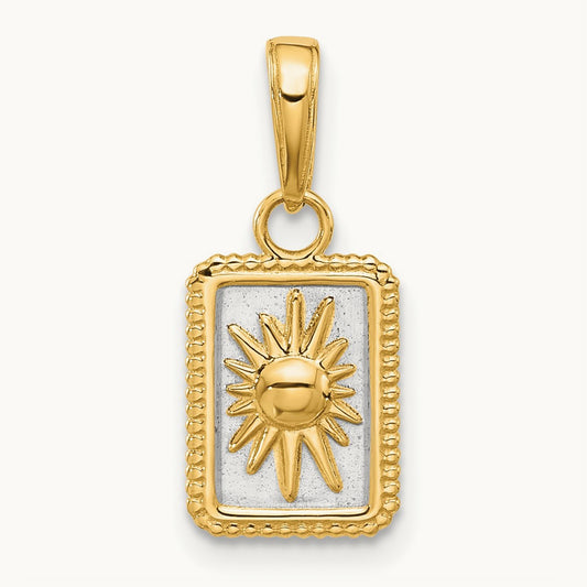 Sun in Frame Pendant, 14K with White Rhodium