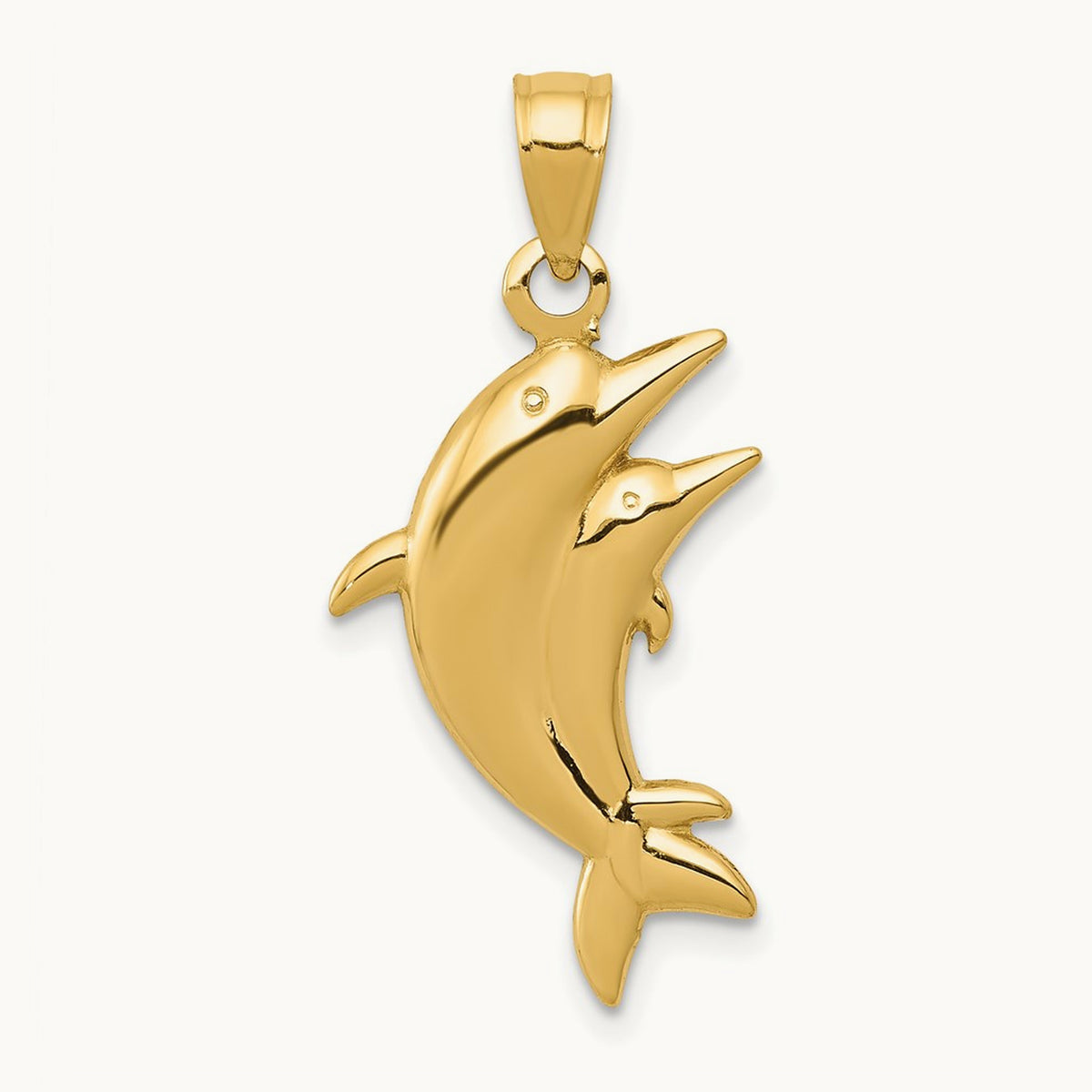 Dolphin Pair Pendant — 14K Yellow Gold