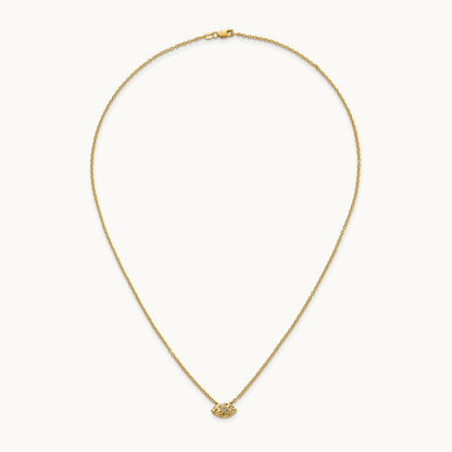 Polished and Hammered Diamond Evil Eye Necklace, 14K