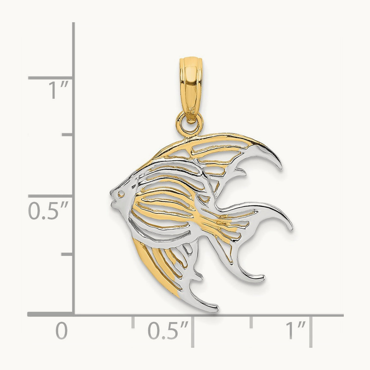 Cut-Out Angelfish Charm — 14K Two-Tone Gold, 17.35mm