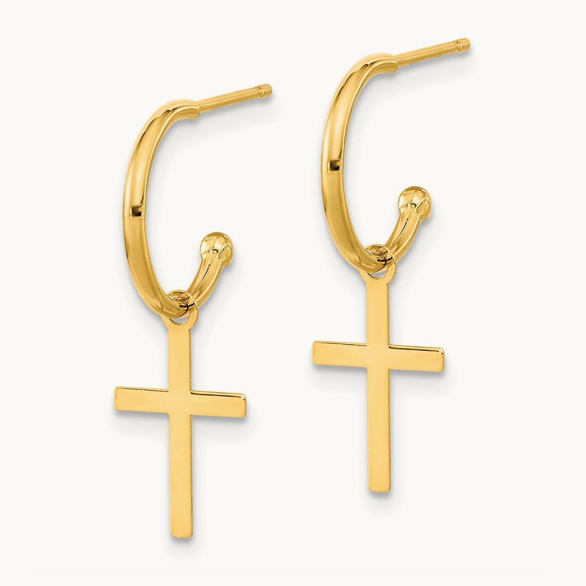 Polished Cross Dangle Earrings — photo set