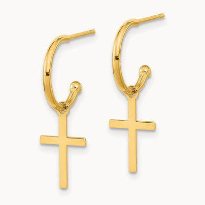Polished Cross Dangle Earrings — photo set