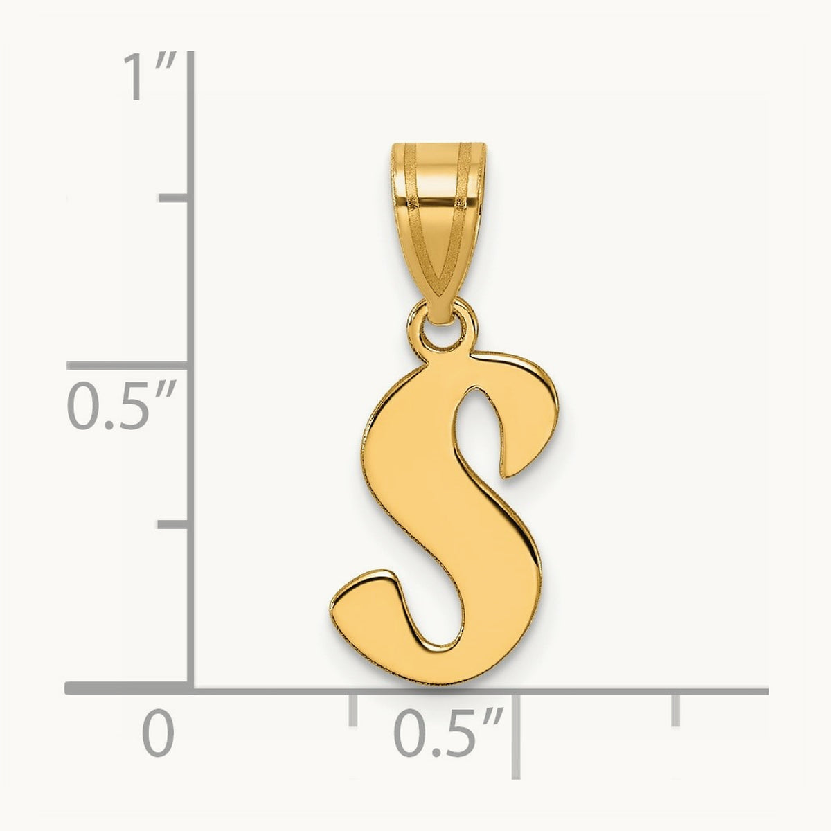 Polished Script Initial Pendant — 14K Yellow Gold, S