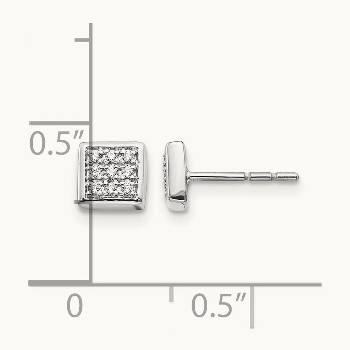 Square Diamond Cluster Earrings — 14K White Gold, 6mm