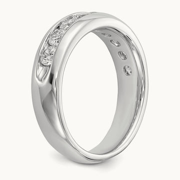 9-Stone Diamond Channel Band, 14K White Gold