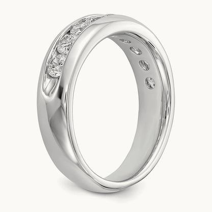 9-Stone Diamond Channel Band, 14K White Gold