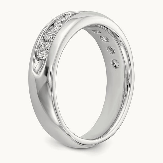 9-Stone Diamond Channel Band, 14K White Gold