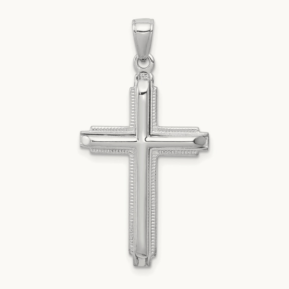 Polished Cross Pendant — 14K White Gold