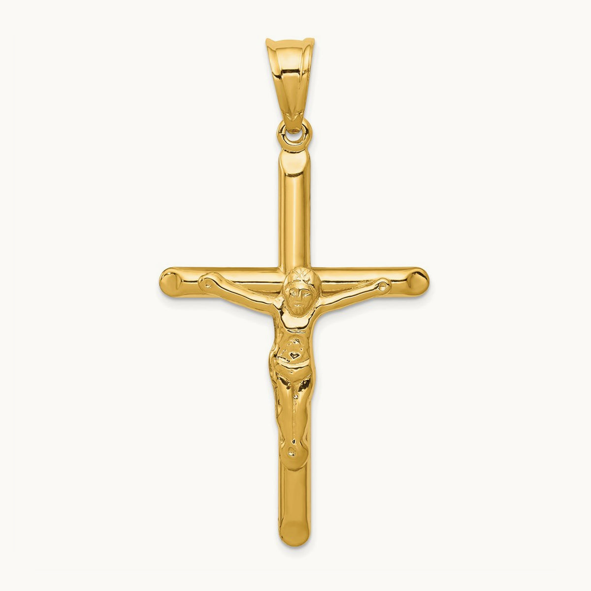 Polished Hollow Crucifix Pendant, 14K