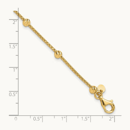 Polished and Diamond-cut Beaded Bracelet, 14K
