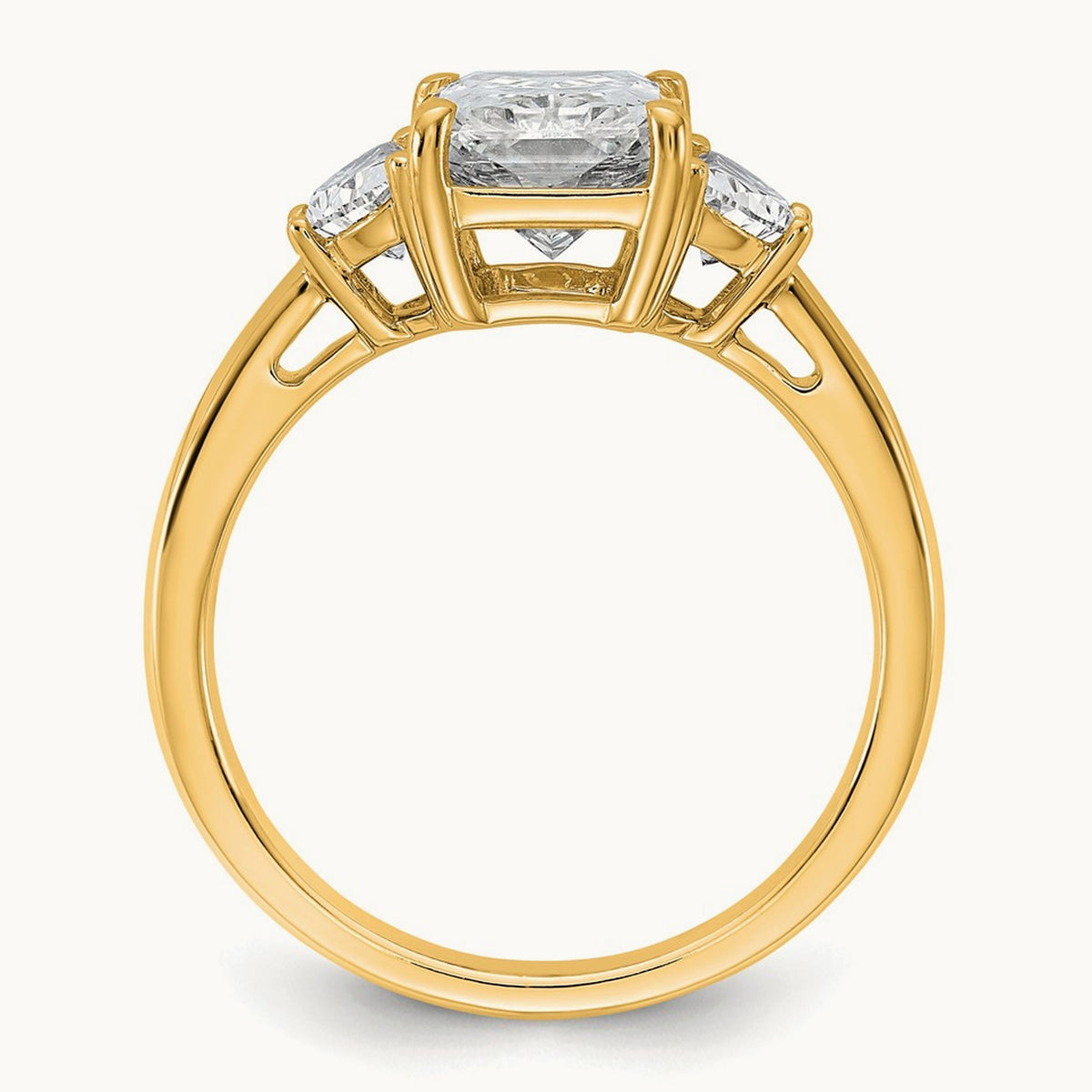 Radiant & 1/2 Moon Engagement Ring, 1.25-4.00 ct tw Lab-Grown Diamond — 3 1/8 ct, 14K Yellow Gold