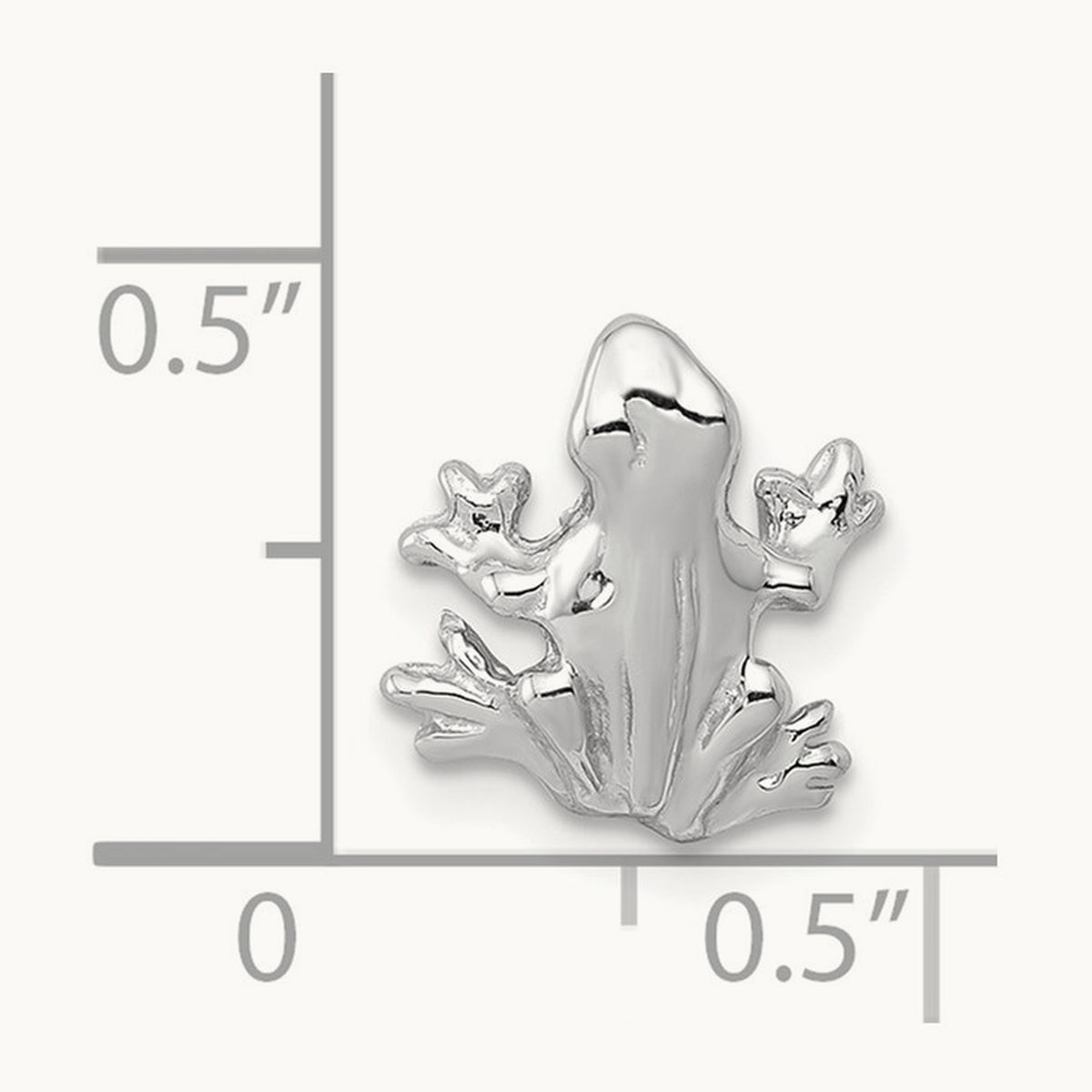 Solid Polished 3-D Frog Charm, 14K White Gold