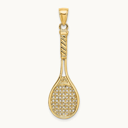 3-D Polished Tennis Racquet Charm, 14K
