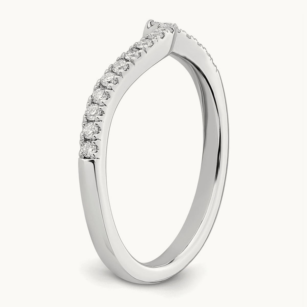 Diamond Contoured Wedding Band, 14K White Gold