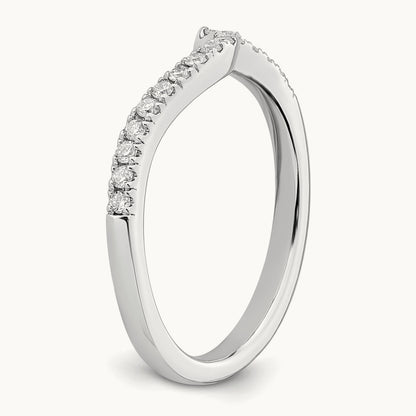 Diamond Contoured Wedding Band, 14K White Gold