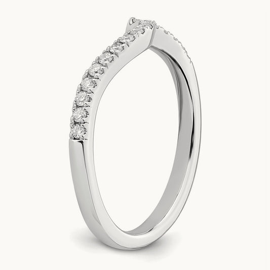 Diamond Contoured Wedding Band, 14K White Gold