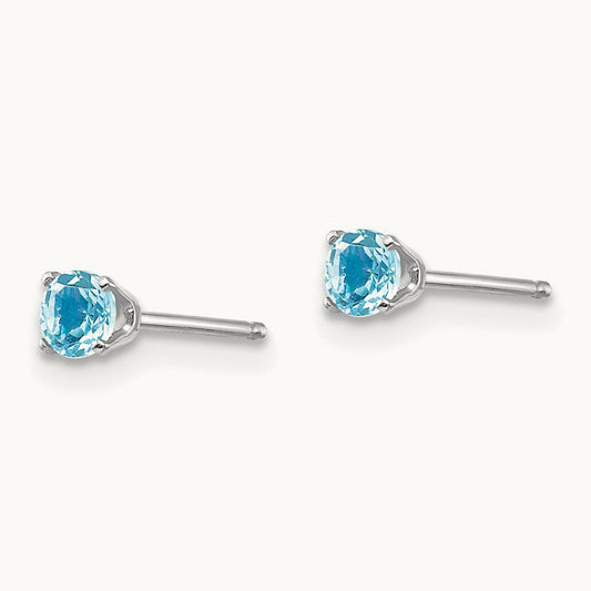 Blue Topaz Stud Earrings — 3mm